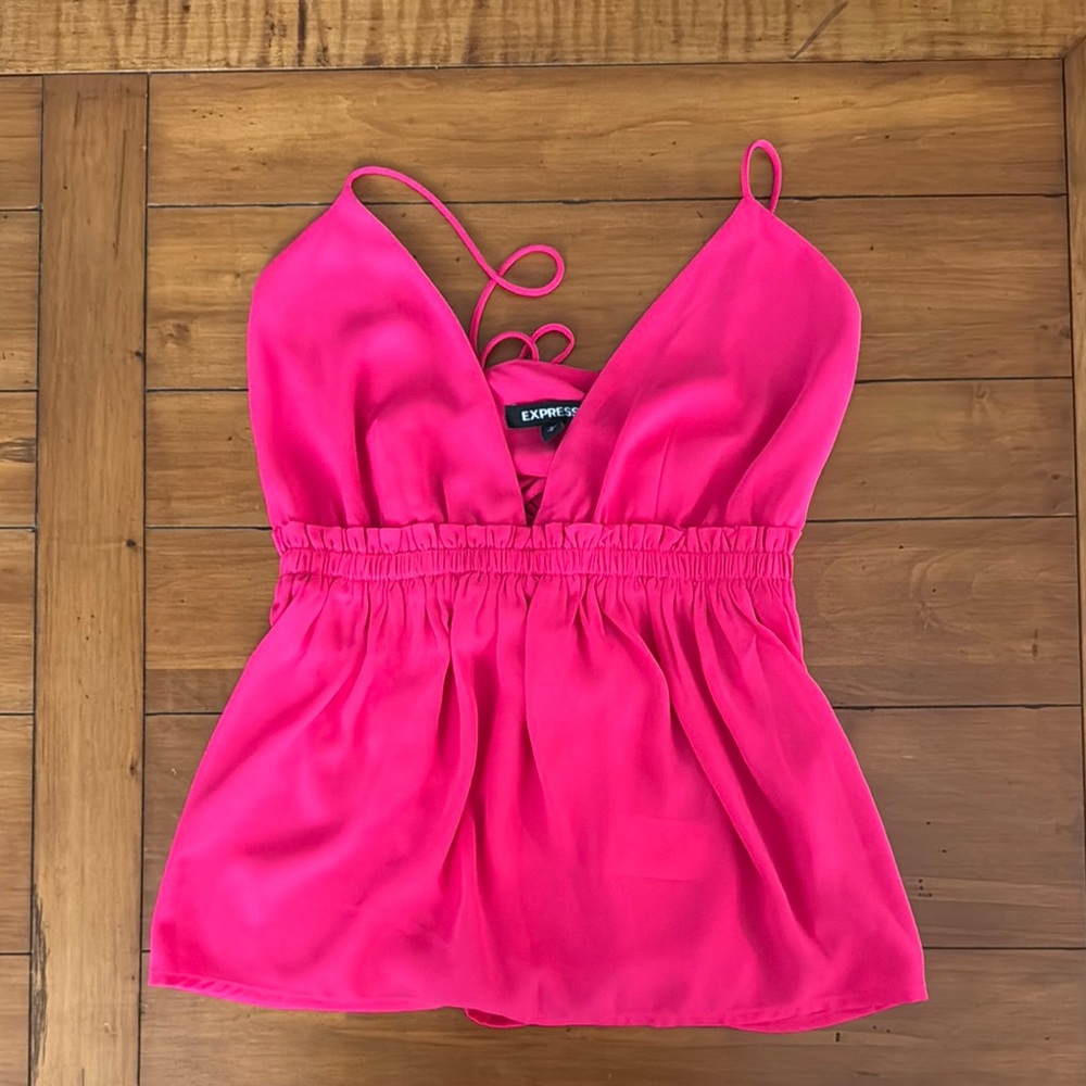 Express Pink Peplum Camisole with Tie back